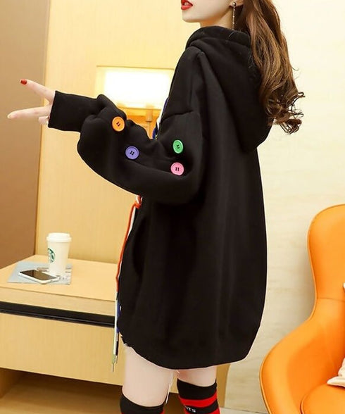 Colorful Button Hoodie
